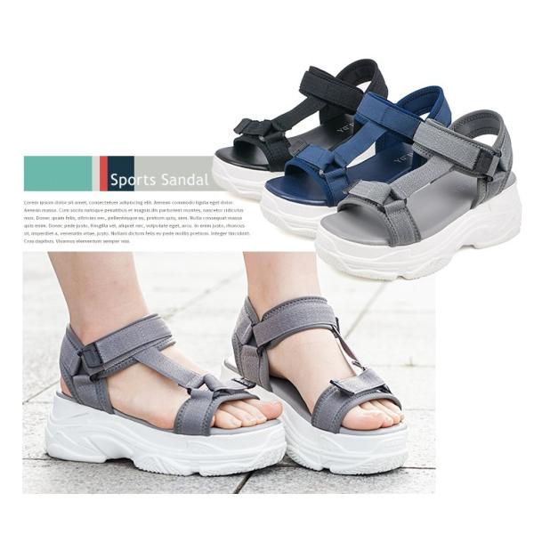 スポーツサンダル 厚底 レディース スポサン 厚底サンダル 歩きやすい おしゃれ かわいい 3095 ストラップ ダッドソール ネイビー ブラック シンプル 脱げない 売店