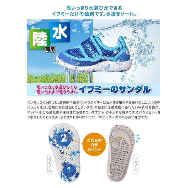 Ifme 子供靴 軽量 水抜きソール サンダル スニーカー ベビー キッズ 男の子 反射板 男児 安全 プレゼント 保育園 プール 新作販売 安心 学校 8019 運動靴 幼稚園 水遊び