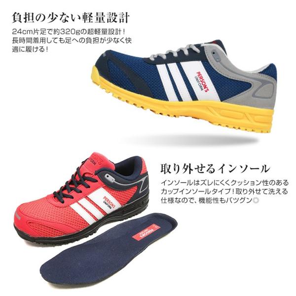 安全靴 メンズ レディース セーフティースニーカー プロスニーカー 日本正規品 おしゃれ 軽量 Jsaa 型式認定合格品 ネイビー パーソンズ 4e レッド 作業靴 樹脂製先芯 701
