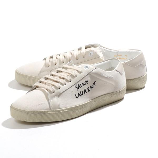 Saint Laurent Paris サンローランパリ 4717 Gup10 9113 キャンバス ローカットスニーカー 靴 ヴィンテージ加工 カラー9113 アイボリー 靴 メンズ インポートセレクト Musee 通販 Yahoo ショッピング