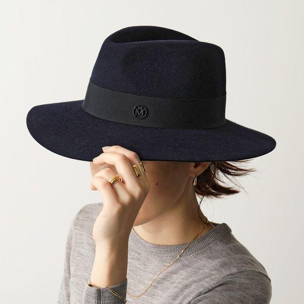 MAISON MICHEL/メゾンミッシェルフェルトハットネイビーS