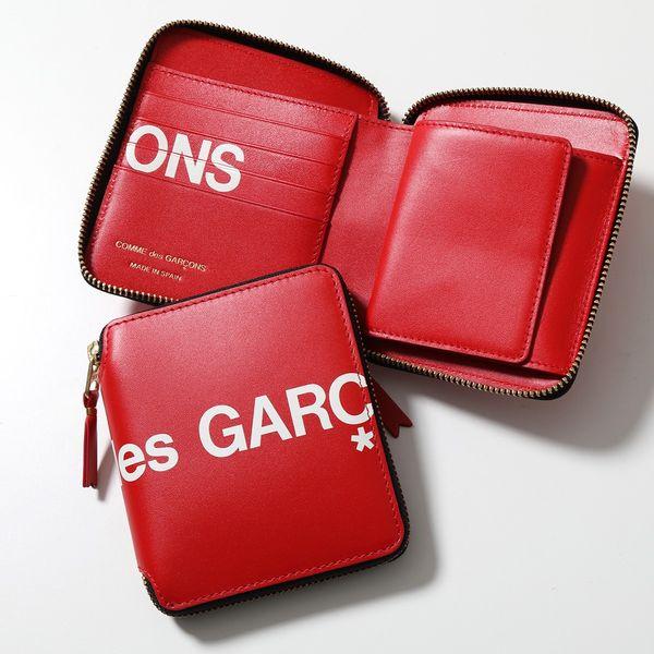 COMME des GARCONS コムデギャルソン SA2100HL HUGE LOGO レザー 二つ折り財布 ミディアム スモール財布 RED  メンズ レディース