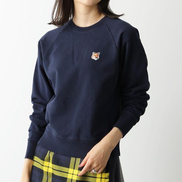MAISON KITSUNE メゾンキツネ AW00303KM0001 FOX HEAD PATCH ADJUSTED SWEATSHIRT スウェットシャツ トレーナー NAVY レディース