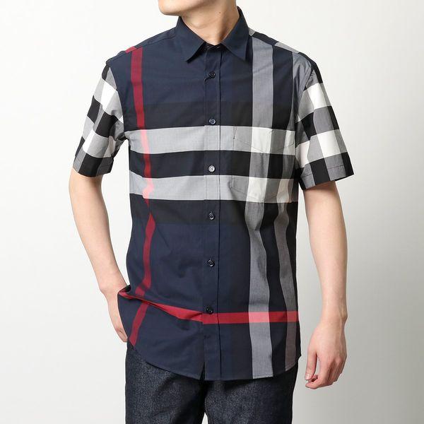 BURBERRY バーバリー 8020855 半袖 カッターシャツ バーバリーチェック レギュラー A1960/NAVY-IP-CHECK メンズ BURBERRY バーバリー 8020855 半袖 カッターシャツ バーバリーチェック レギュラー A1960/NAVY-IP-CHECK メンズ