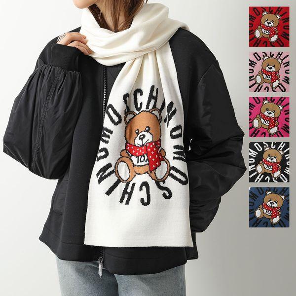 MOSCHINO モスキーノ 30673 M2333 カラー6色 ウールブレンド ニット マフラー ストール テディベア ロゴ レディース