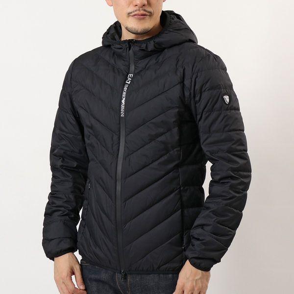 EA7 EMPORIO ARMANI エンポリオアルマーニ 8NPB07 PNE1Z ダウンジャケット ブルゾン ライトダウン フーディ ロゴ  1200 メンズ