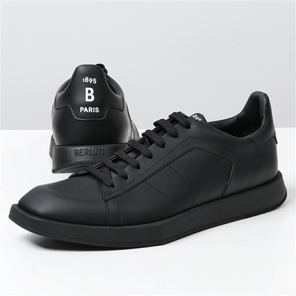 Berluti ベルルッティ S4958-002 ステラ カーフレザースニーカー シューズ 靴 ロゴ ローカット スクエアトゥ BLACK 靴 メンズ