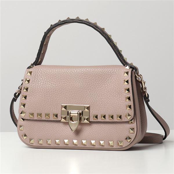 VALENTINO ヴァレンティノ VW0B0I52 WW20B0I52 VSF ロックスタッズ レザー スモール ハンドバッグ ショルダーバッグ 鞄 P45/POUDRE レディース