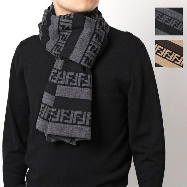 FENDI フェンディ マフラー メンズ カラー2色 FXS124 AH84 180×30 ウール ストール FFロゴ ペカンモチーフ ボーダー FENDI フェンディ マフラー メンズ カラー2色 FXS124 AH84 180×30 ウール ストール FFロゴ ペカンモチーフ ボーダー