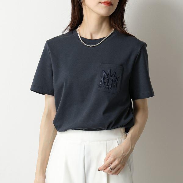 S MAX MARA エス マックスマーラ Tシャツ レディース MANISA クルーネック カットソー コットン ジャージー ロゴ刺繍 ポケT  胸ポケット 003