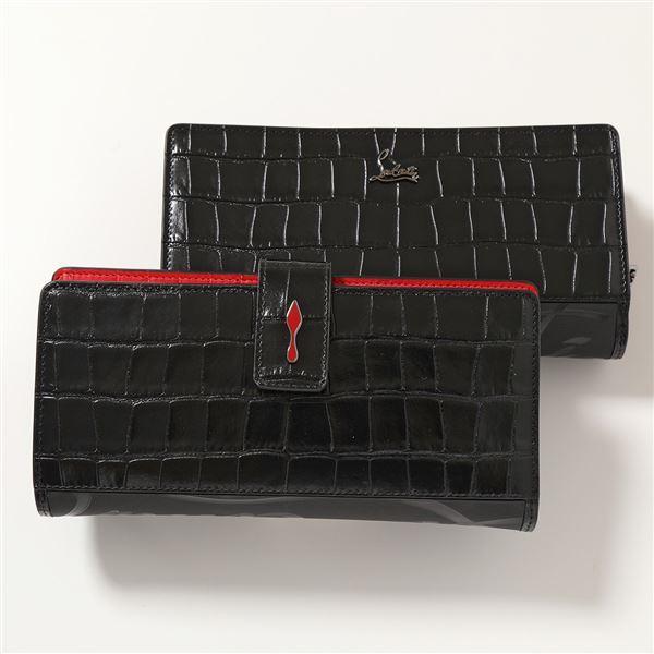 Christian Louboutin クリスチャンルブタン 二つ折り長財布 レディース 3215133 Paloma Wallet  CM53/BLACK レザー クロコダイル