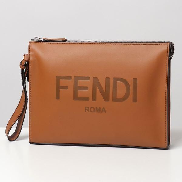 フェンディ 7VA491 ズッカ ブラウン レザー クラッチバッグ ユニセックス FENDI フェンディ クラッチバッグ バッグ ズッカ柄 7VA491