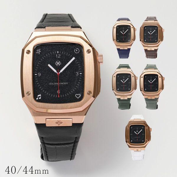 GOLDEN CONCEPT ゴールデンコンセプト Apple Watch Case アップルウォッチケース CL40 CL44 Rose Gold  メンズ ステンレススチール レザーベルト カラー6色