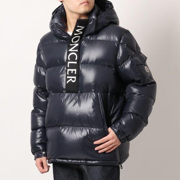 MONCLER モンクレール ダウンパーカー MAURY 1A00040 68950 メンズ ハーフジップ ダウンジャケット アノラック フード付き  ブルゾン レタリングロゴ 742