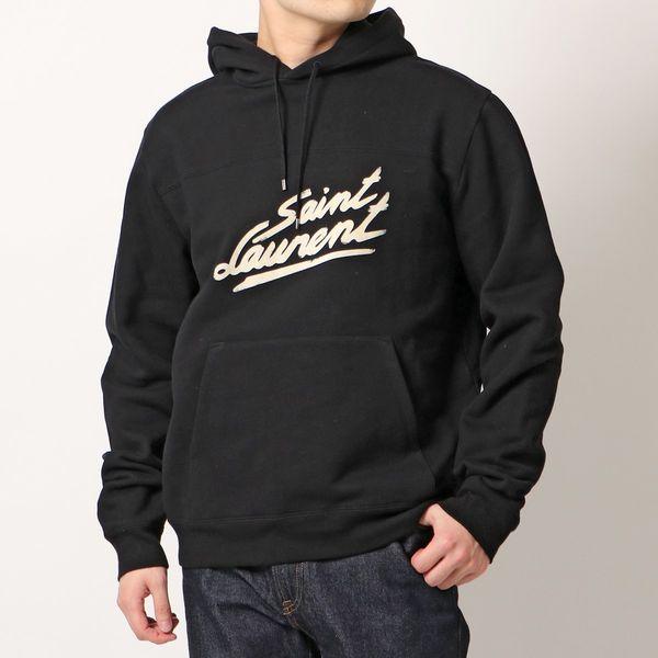 サンローラン 紺 カレッジロゴ プルオーバー トレーナー スエット