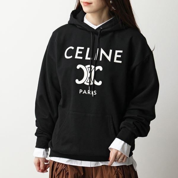 CELINE セリーヌ パーカー 2Y528450I.38AW レディース トリオンフ ロゴ プリント プルオーバー カシミヤ コットン フリース  スウェットシャツ