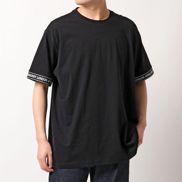 BURBERRY バーバリー Tシャツ 8026224 メンズ TESLOW クルーネック 半袖 カットソー ロゴテープ スリーブロゴ  A1189/BLACK
