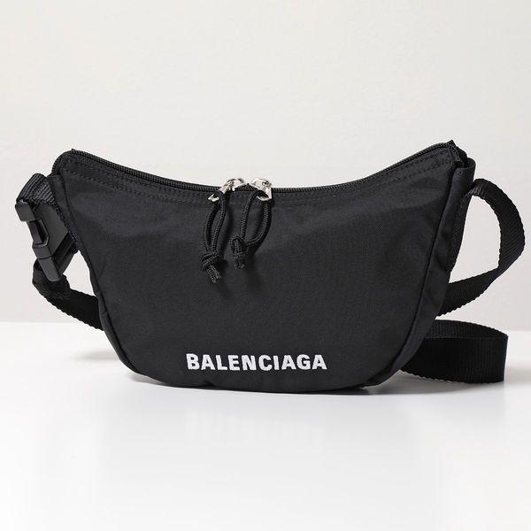 BALENCIAGA バレンシアガ ボディバッグ WHEEL 661926 H858X メンズ スモールスリングバッグ ロゴ刺繍 ベルトバック  ナイロン 鞄 1090/BLACK-WHITE