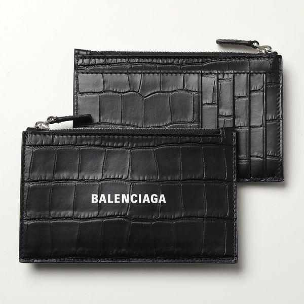 BALENCIAGA バレンシアガ コイン&カードケース 640535 1ROP3 メンズ レディース レザー クロコダイル ロゴ フラグメントケース  パスケース ミニ財布 1000