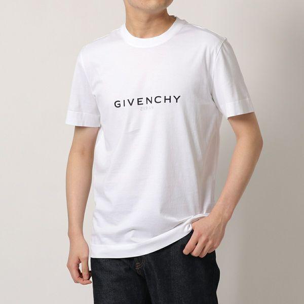 GIVENCHY ジバンシィ Tシャツ BM71653Y6B メンズ リバース スリム 半袖 クルーネック カットソー ロゴ 100/WHITE