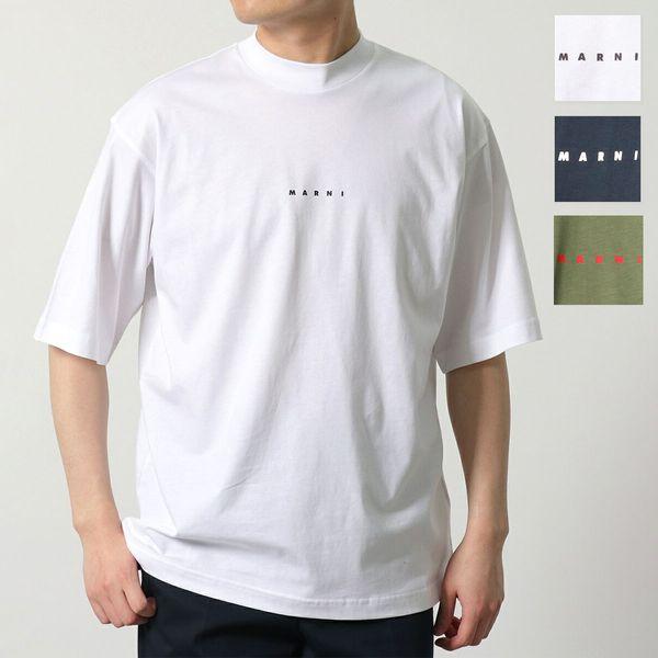 MARNI マルニ Tシャツ HUMU0223P1 USCS87 メンズ コットン ちびロゴT モックネック オーバーサイズ 半袖 カラー3色