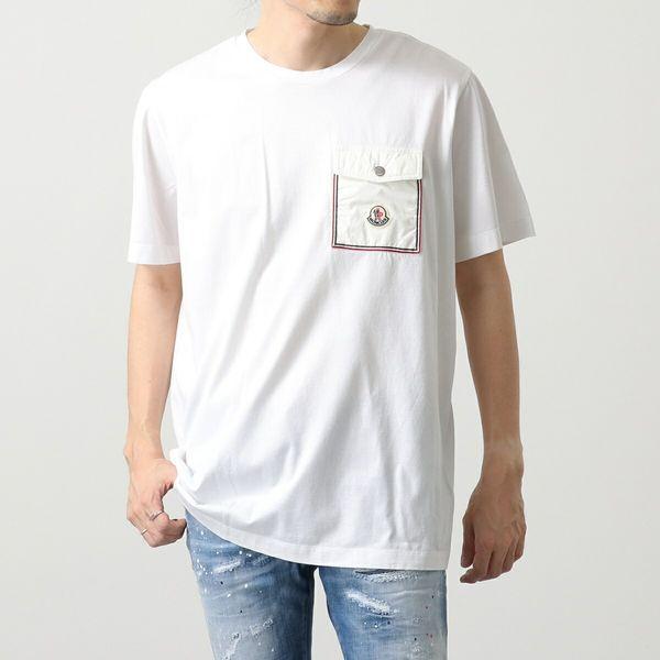モンクレール　Tシャツ　白　刺繍　胸ポケット モンクレールTシャツ白刺繍胸ポケット