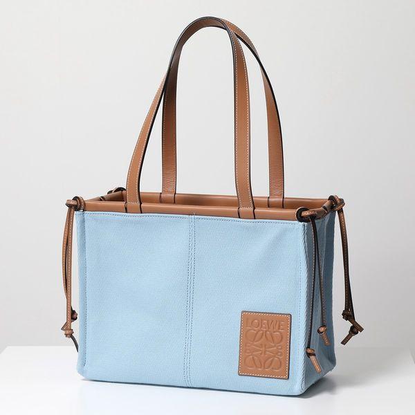 LOEWE ロエベ トートバッグ SMALL CUSHION TOTE クッショントート スモール A612A93X18 レディース  キャンバス×レザー アナグラム ロゴ 鞄 ライトブルー