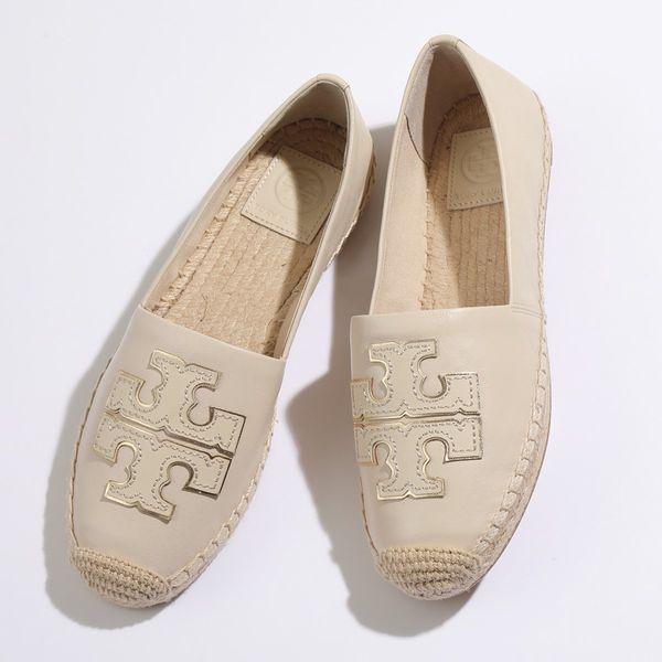 TORY BURCH トリーバーチ エスパドリーユ INES イネス 52035 レディース フラットシューズ レザー ダブルTロゴ 靴  0107/NEW-CREAM-GOLD