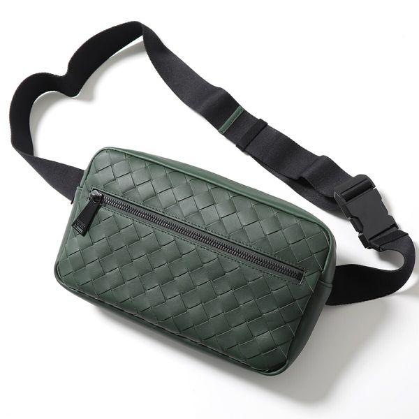 BOTTEGA VENETA ボッテガヴェネタ ボディバッグ 601062 VCPQ2 メンズ イントレチャート レザー クロスボディ ベルトバッグ  鞄 3168/PINE-GR