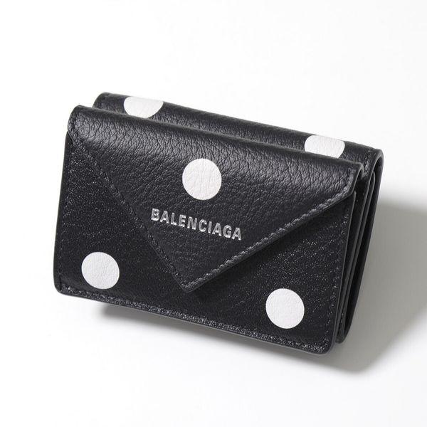 BALENCIAGA バレンシアガ 三つ折り財布 PAPIER MINI WALLET ペーパーミニウォレット 391446 0ID4N レディース  レザー ミニ財布 ドット柄 1092