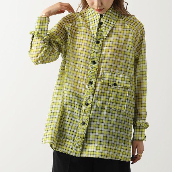 GANNI ガニー シャツ F6812 6486 レディース 長袖 チェック柄