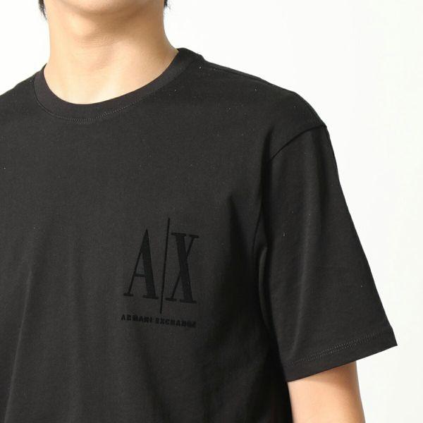 ARMANI EXCHANGE A/X アルマーニ エクスチェンジ Tシャツ 8NZTPS ZJH4Z メンズ クルーネック 半袖 カットソー  フロッキープリント ロゴ 1200/BLACK