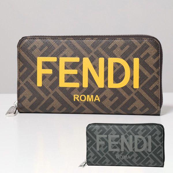 FENDI フェンディ 長財布 7M0342 AJJ8 メンズ FFモノグラム ラウンドファスナー ロゴ カラー2色