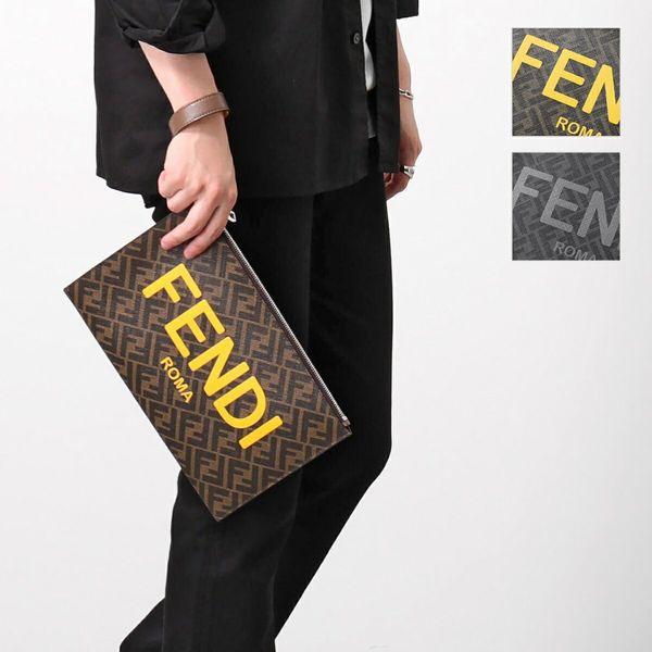 FENDI フェンディ クラッチバッグ 7N0126 AJJ8 メンズ セカンドバッグ リストレット付き FFロゴ ズッカ柄 鞄 カラー2色