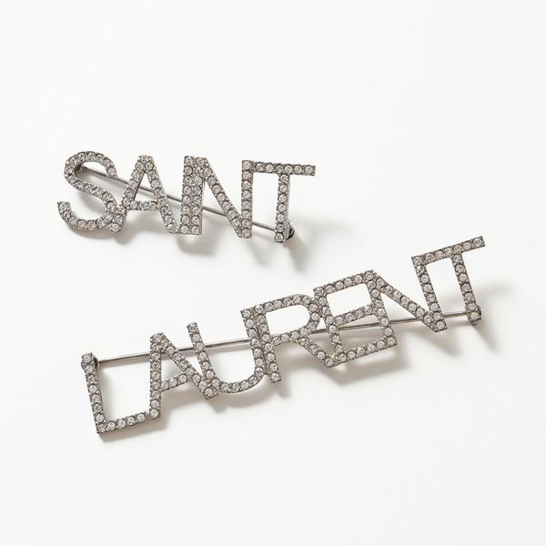 SAINT LAURENT サンローラン ブローチ 586493 Y1526 メンズ ロゴ