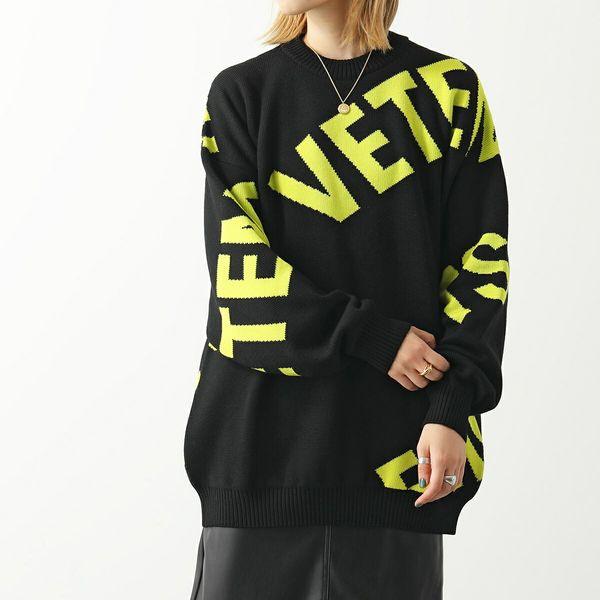 VETEMENTS ヴェトモン【ロゴニット】ネオンイエローxs|長袖 VETEMENTS ヴェトモン【ロゴニット】ネオンイエローxs|長袖