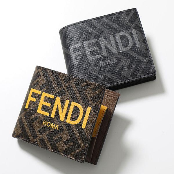 FENDI フェンディ 二つ折り財布 7M0339 AJJ8 メンズ コーテッドキャンバス FFロゴ FF柄 ズッカ柄 小銭入れあり カラー2色