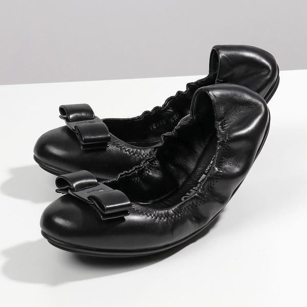 フェラガモ 】フラットシューズパンプス レザー 黒