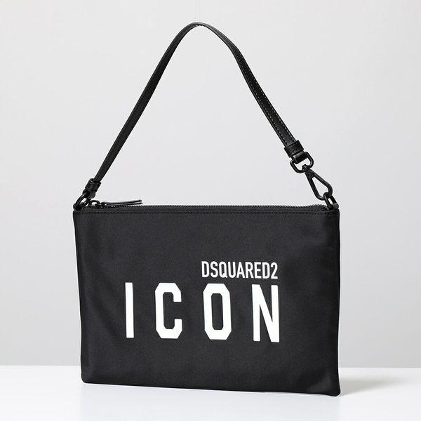DSQUARED2 ディースクエアード クラッチバッグ BE ICON POUCH POW0035 11703199 レディース ハンドバッグ ポーチ  レザーストラップ ロゴプリント M436