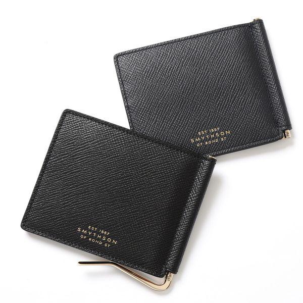 【新品】スマイソン黒レザー二つ折り財布Smythson 新品】スマイソン黒レザー二つ折り財布Smythson
