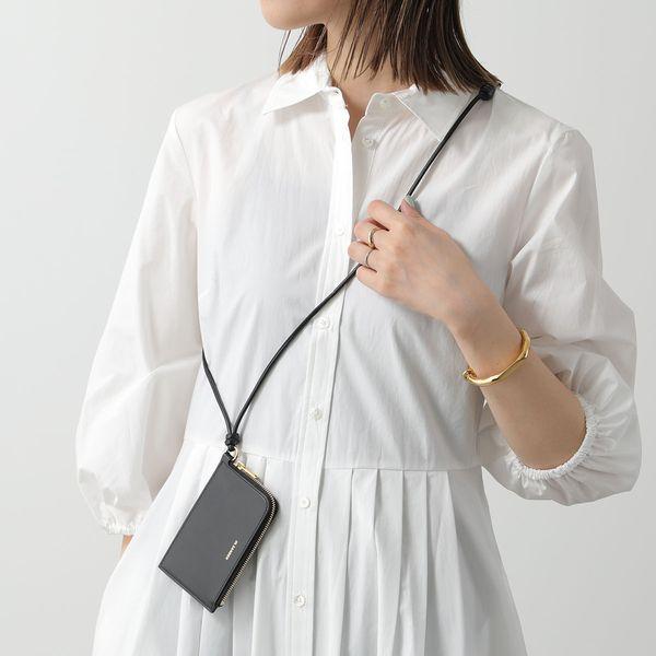 JIL SANDER ジルサンダー コイン&カードケース J07UI0004 P4841 レディース レザー ロゴ カードホルダー ネックストラップ 001/Black JIL SANDER ジルサンダー コイン&カードケース J07UI0004 P4841 レディース レザー ロゴ カードホルダー ネックストラップ 001/Black