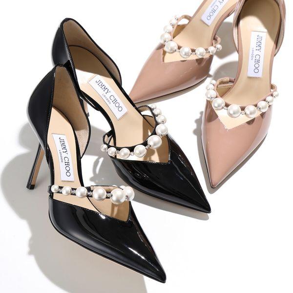 JIMMY CHOO ジミーチュウ LEEMA FLAT 37.5 黒 - フラットシューズ