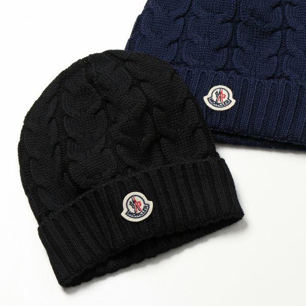 MONCLER KIDS モンクレール キッズ ニット帽 3B00027 04S02 レディース ウール ケーブルニット ニットキャップ ビーニー  アイコンパッチ 帽子 カラー2色