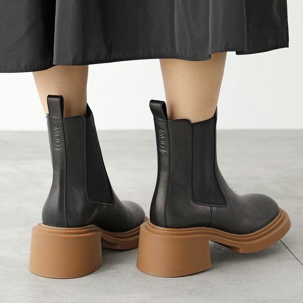 LOEWE ロエベ ショートブーツ CHELSEA BOOTS 60 L814S05X02 レディース レザー チェルシー サイドゴア アンクルブーツ  ロゴ 厚底 靴 1100/BLACK