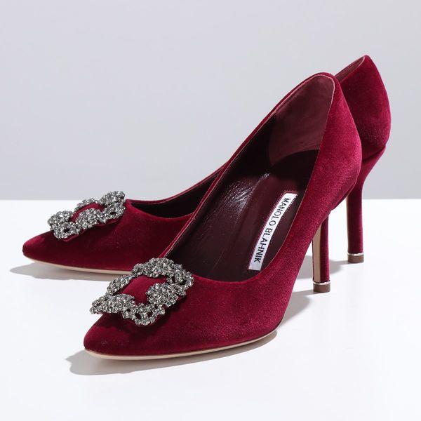 MANOLO BLAHNIK マノロブラニク パンプス HANGISI FMC VELVET 070 ハンギシ ベルベット 7cm クリスタル  ジュエルバックル ハイヒール 靴 DRED