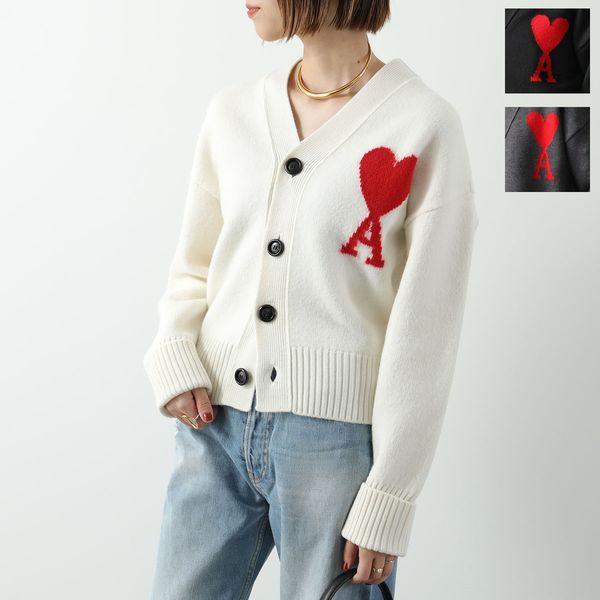 ami paris アミパリス カーディガン UKC002.018 レディース ニット ウール Vネック ハートロゴ 長袖 カラー2色 ami paris アミパリス カーディガン UKC002.018 レディース ニット ウール Vネック ハートロゴ 長袖 カラー2色