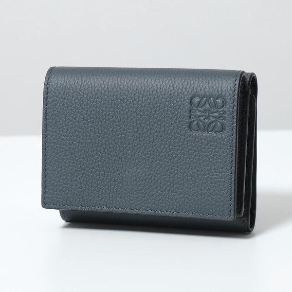 LOEWE ロエベ 三つ折り財布 TRIFOLD C660TR2X02 メンズ ミニ財布 トライフォールド ウォレット レザー  1809/ONYX-BLUE