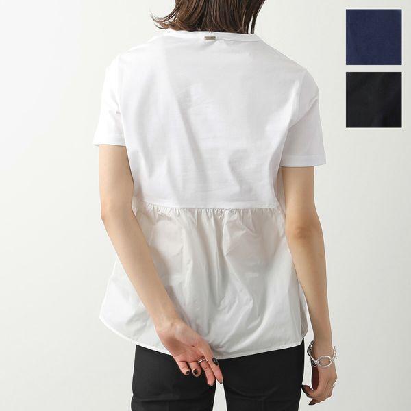 HERNO (ヘルノ) ★★ ② JG0000176D-52006-1000 CHIC COTTON JERSEY & NEW TECHNO タフタ Tシャツ レディース ホワイト 40 HERNO（ヘルノ） 半袖 Tシャツ CHIC COTTON JERSEY & NEW TECHNO