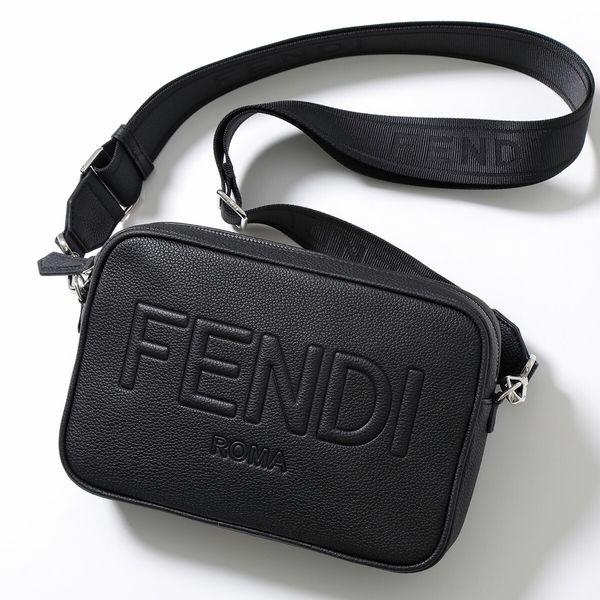 FENDI フェンディ ショルダーバッグ 7M0286 AMAC メンズ レザー ロゴ カメラケース クロスボディ 鞄  F0GXN/NERO+PALLADIO