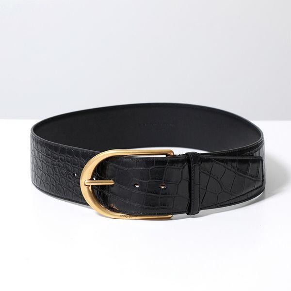 SAINT LAURENT サンローラン ベルト 619783 1SR0W レディース レザー クロコダイル型押し 1000 :350510243:インポートセレクト musee 通販 モノグラムベルト スクエアバックル サンローラン 未使用